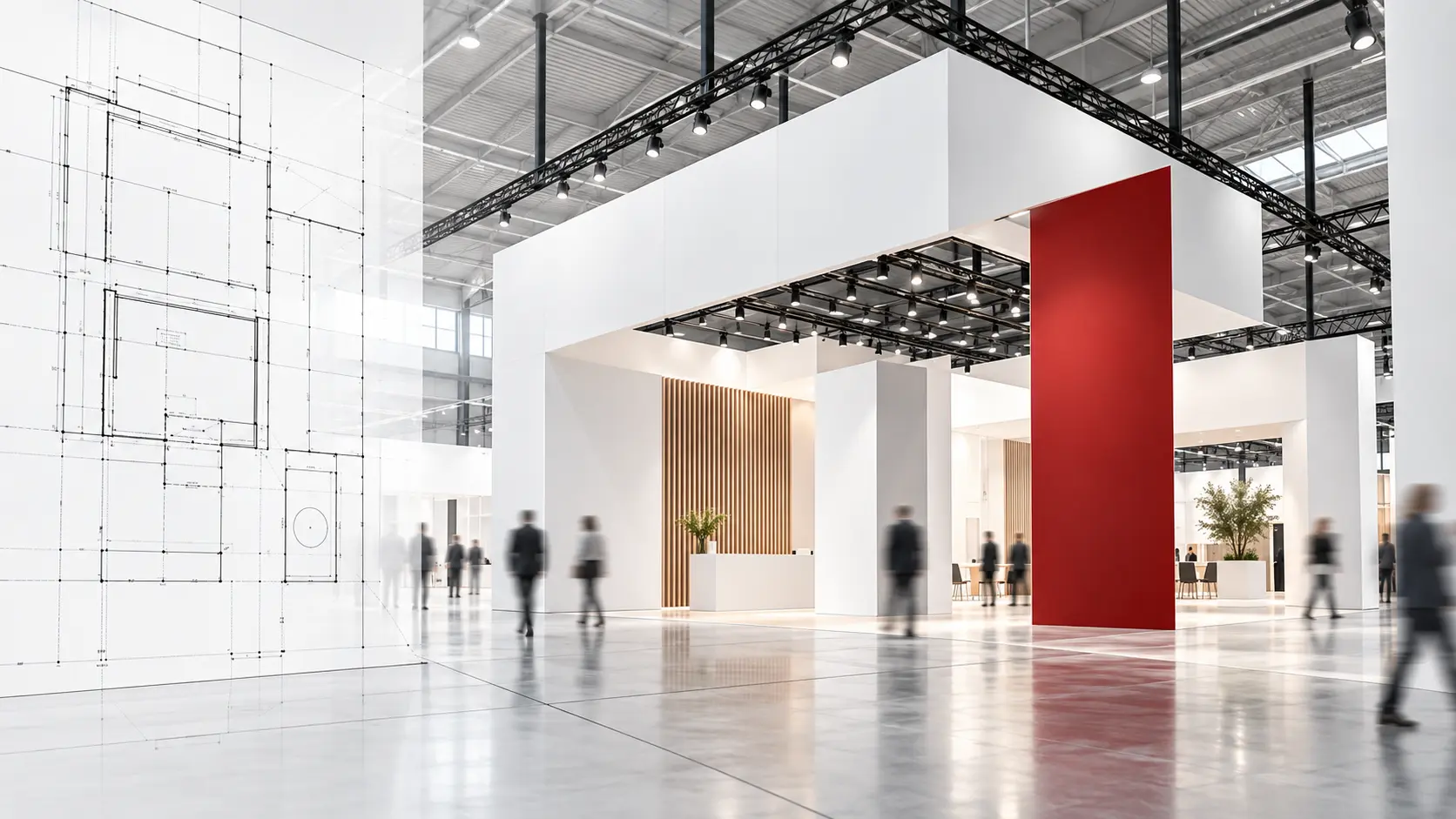 Conceptual contemporary exhibition pavilion illustrating connected planning and design