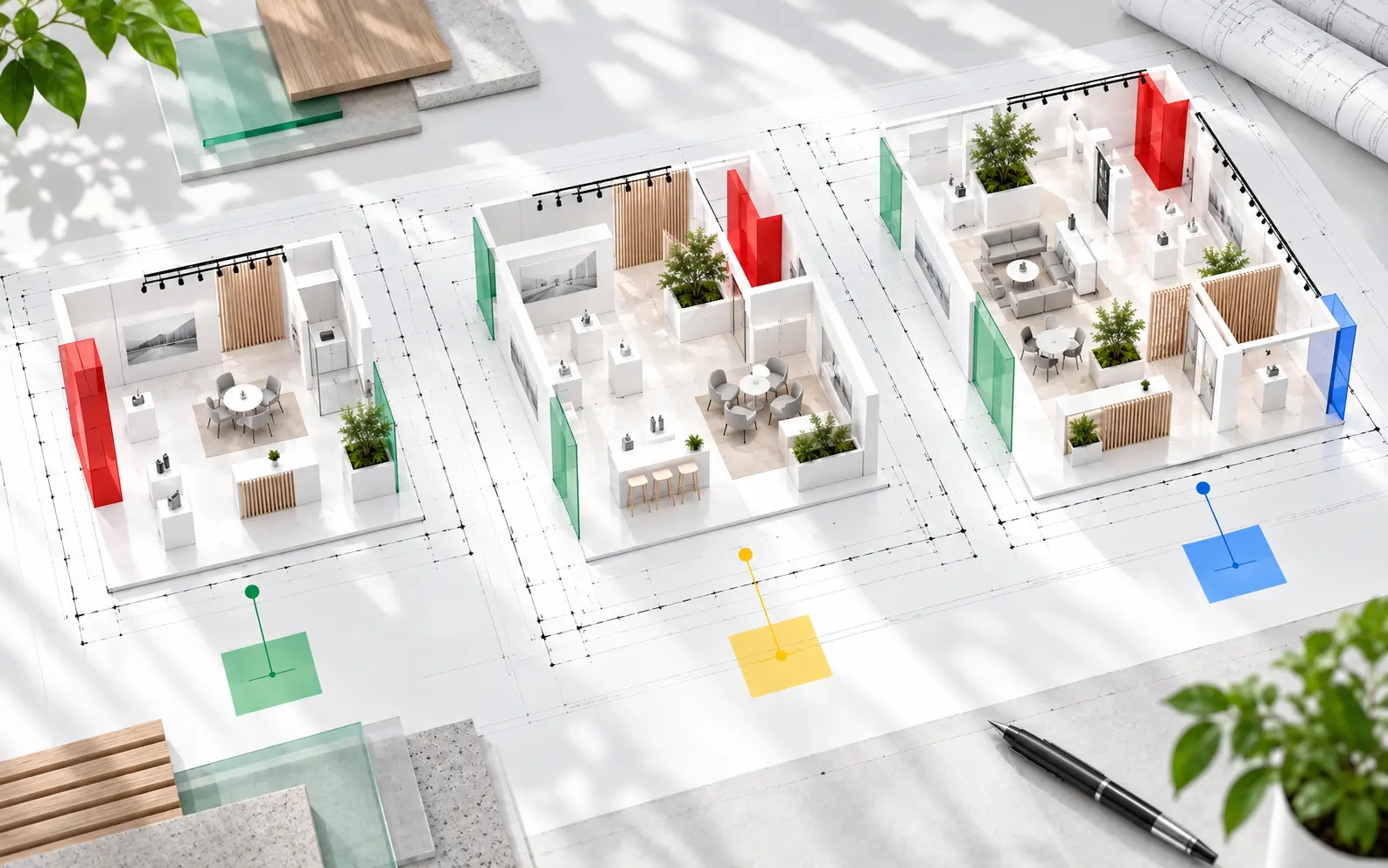Three equally valid conceptual stand models representing essential, balanced and enhanced spatial approaches